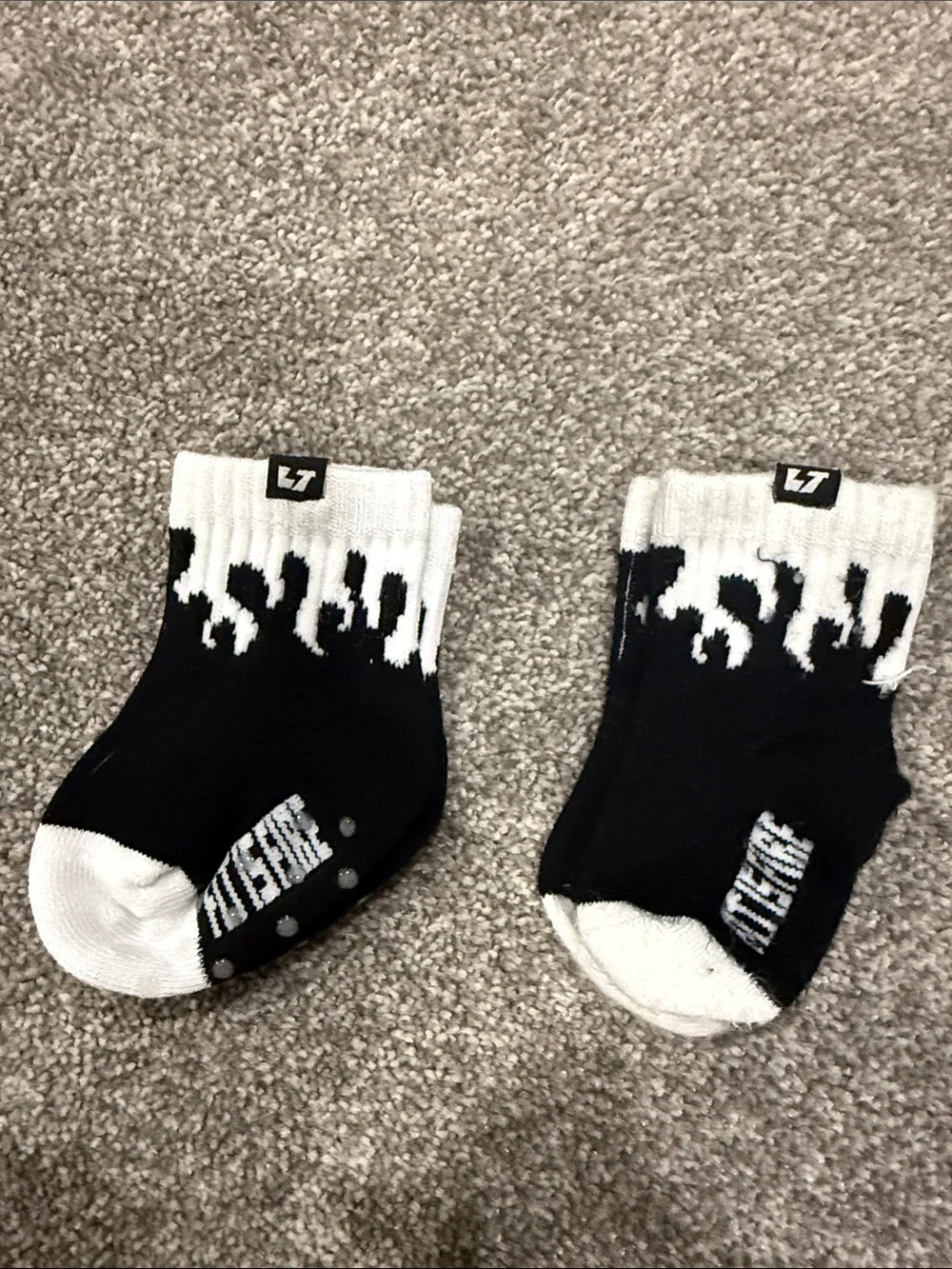 Fit is Fire. Black & White Flame Baby Socks